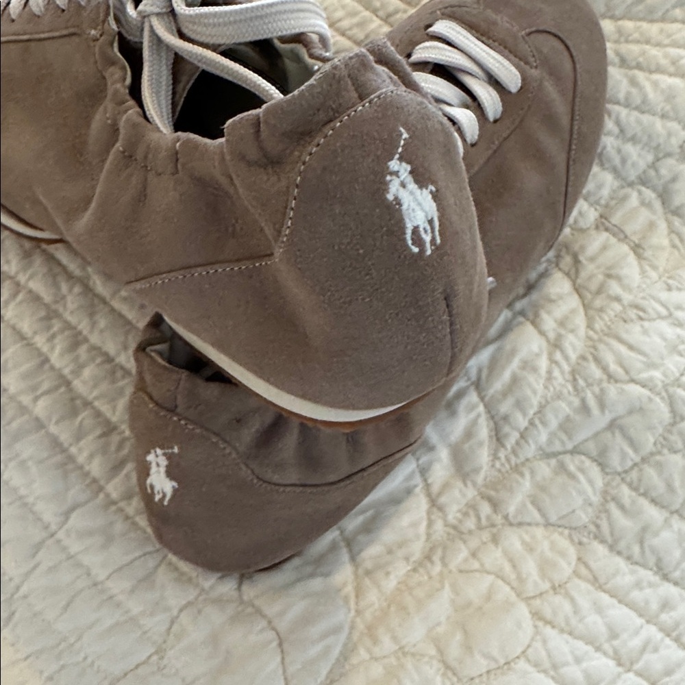 Polo by Ralph Lauren womens taupe suede sneakers - Picture 5 of 9
